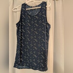 Van Heusen Navy Blue Sleeveless Top with White Floral Pattern